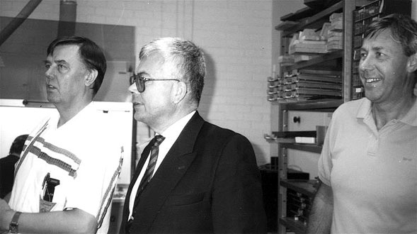 138: G�sta Olsson, Arne Fors, Lars H�kansson, visning Instrumentmonteringen